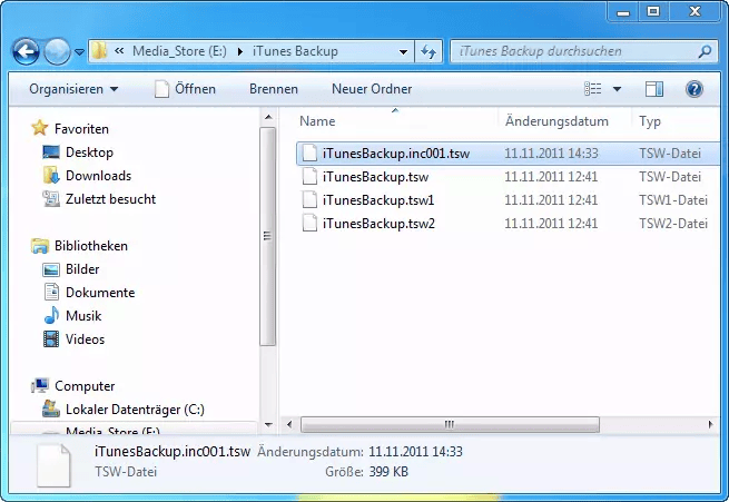iTunes Mediathek auf externe Festplatte sichern