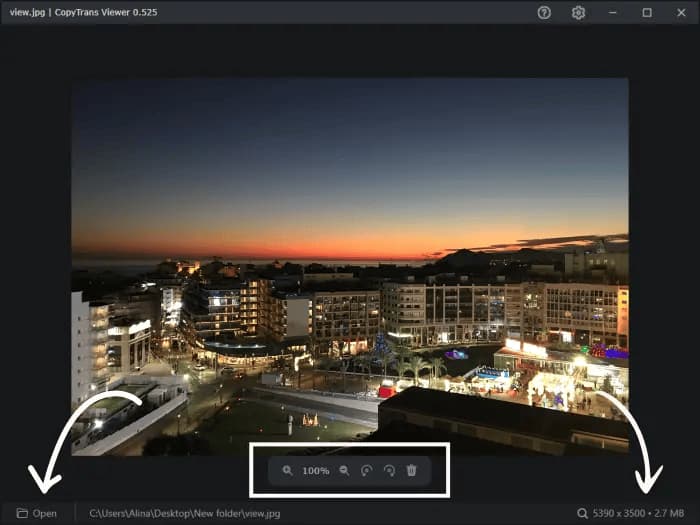 Funktionen von CopyTrans Viewer