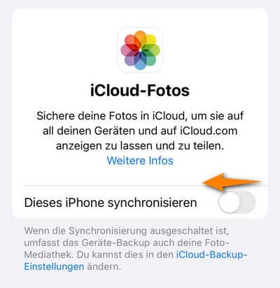 Fotos auf iPhone löschen aber in iCloud behalten