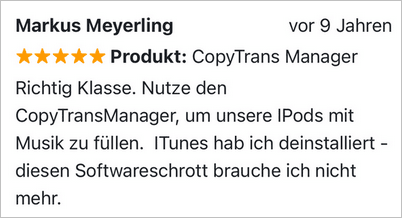 CopyTrans Manager Bewertung