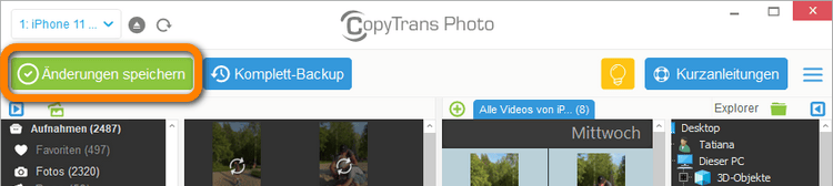 iPhone Videos auf iPad Änderungen speichern