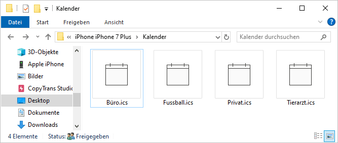 iPhone Kalender auf PC gespeichert