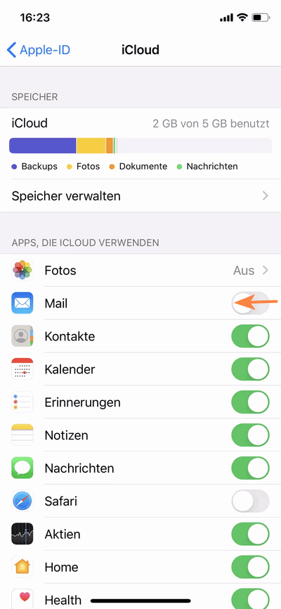 Was wird in iCloud gesichert