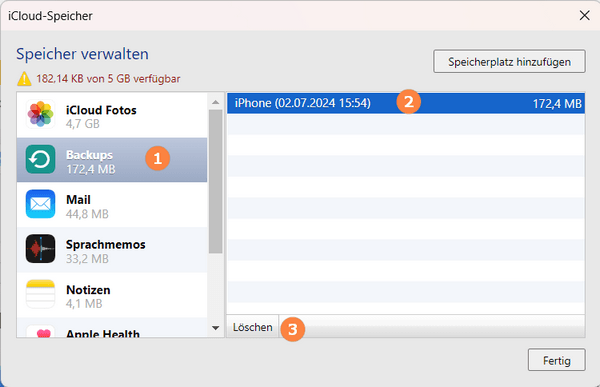 Backup aus iCloud löschen