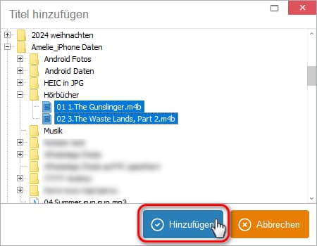 Hörbuch auf iPhone laden auswählen