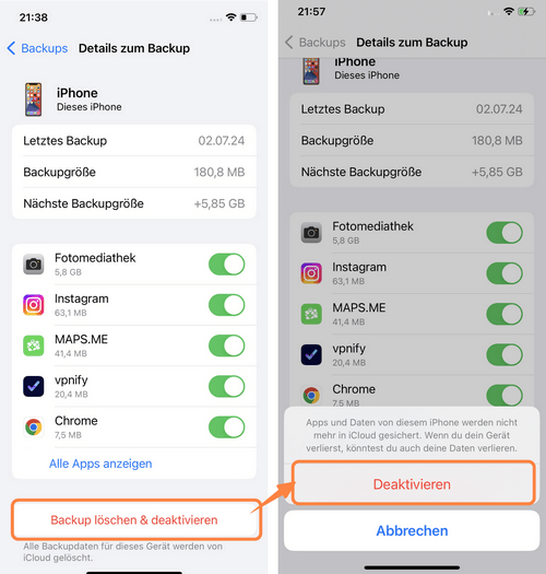 iCloud Backup löschen