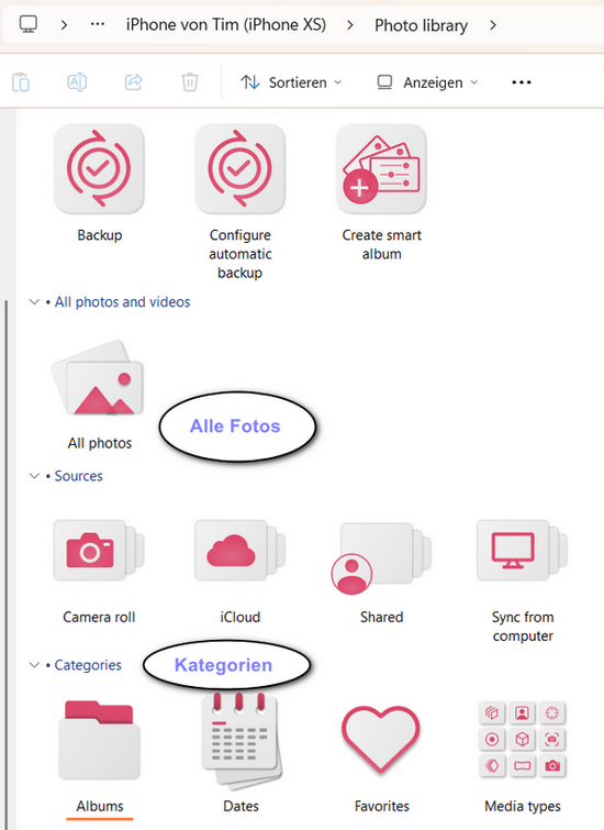 Alle iPhone-Fotos unter Windows öffnen