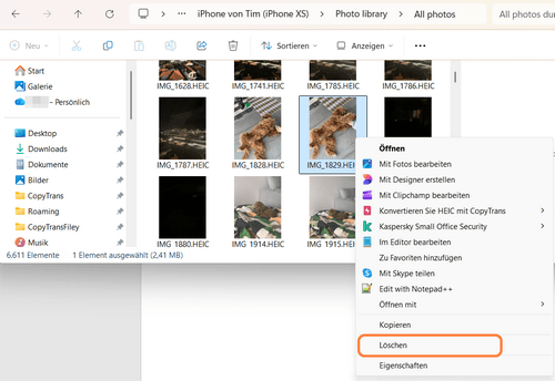 Fotos löschen iPhone
