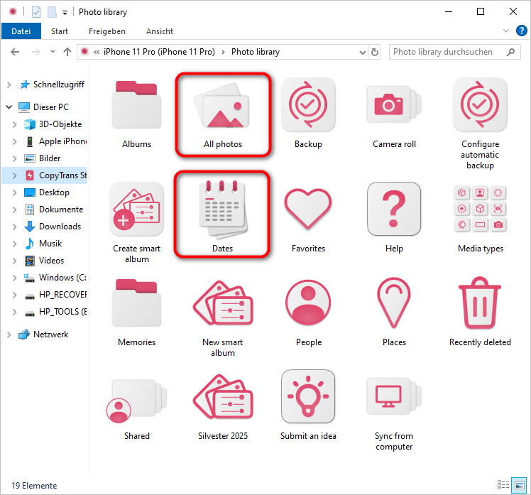 iPhone Fotos auf dem PC anzeigen