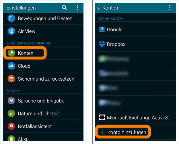 iPhone Kontake auf Samsung mit Google Konto übertragen