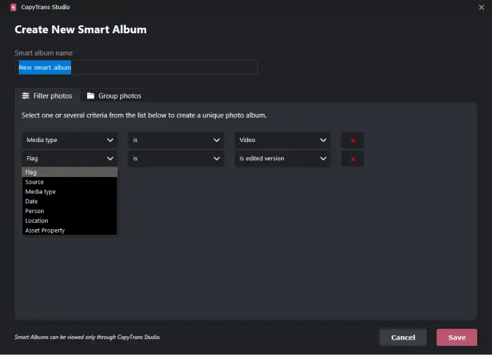 iPhone Videos auf PC: Smart Album für Videos erstellen