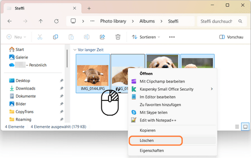 iPhone Bilder vom PC aus löschen