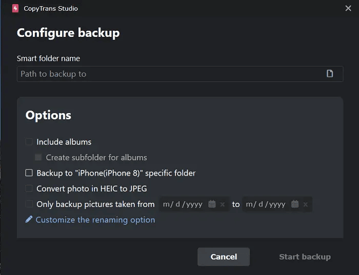 Foto-Backup auf dem PC starten