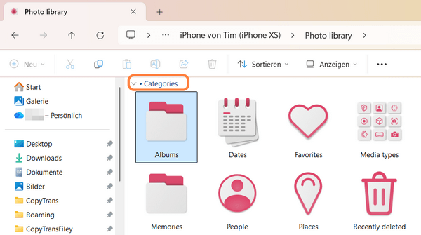 iPhone Alben im Programm CopyTrans Studio löschen