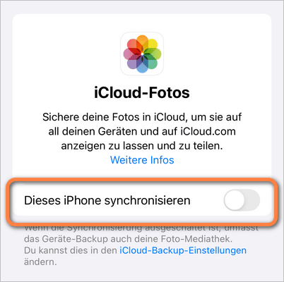 iPhone Fotos sichern Speicherplatz feststellen