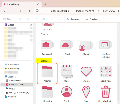 Album iPhone auf PC übertragen