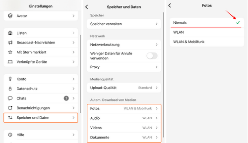 WhatsApp Bilder nicht automatisch speichern