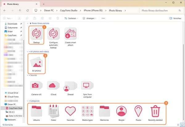 Optionen zum Sichern von Videos