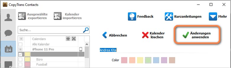 iPhone Kalender Farbe ändern anwenden