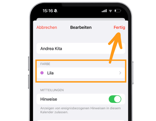 Kalender iPhone Farbe ändern