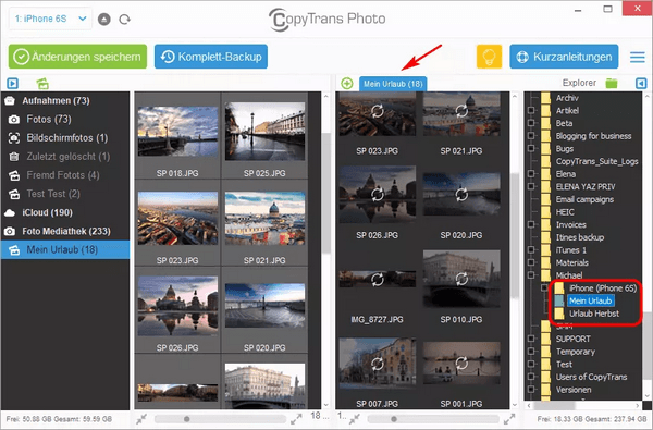 Fotos nach Aufnahmedatum sortieren: Album wird am PC Seite erstellt