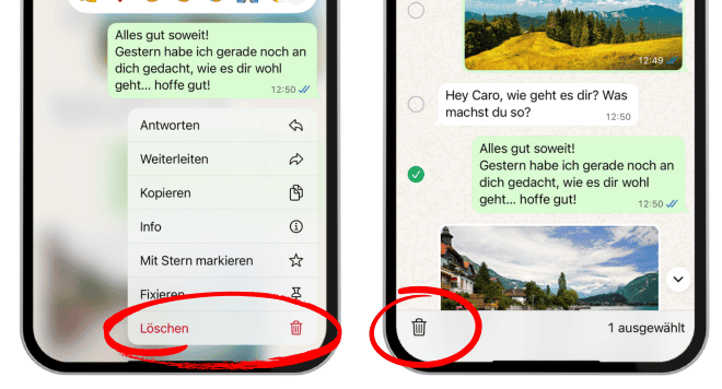 WhatsApp Nachricht löschen
