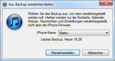 iPhone Kontakte aus Backup extrahieren