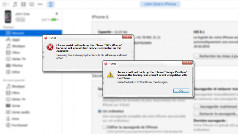 iTunes Fehlermeldungen