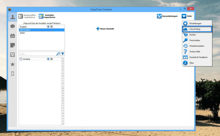 Cloud-Dienste mit CopyTrans Contacts einrichten