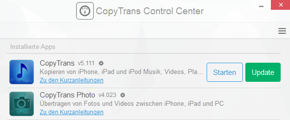 CopyTrans Programme aktualisieren