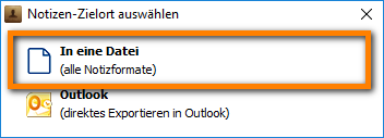 Format für Exchange-Notizen wählen