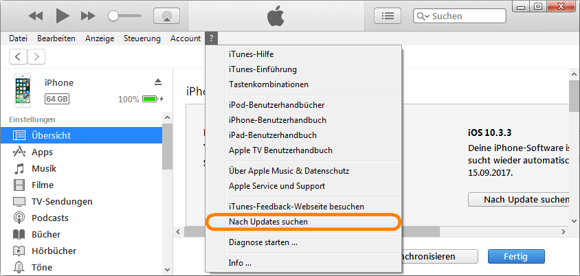 iTunes aktualisieren: iPhone Backup beschleunigen