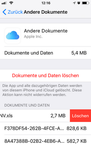 iCloud Drive löschen in iPhone Einstellungen