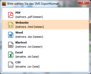 die Option „Website (HTML-Datei)“ auswählen