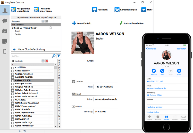 iPhone Kontalte am PC verwalten
