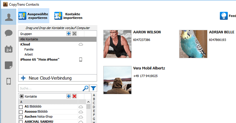 CopyTrans Contacts: iPhone Kontakte am PC sichern