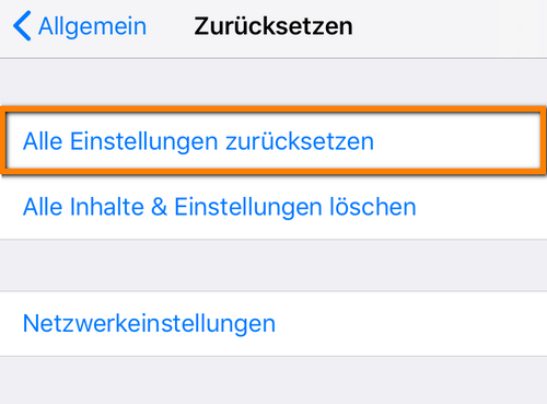 iPhone alle Einstellungen zurücksetzen