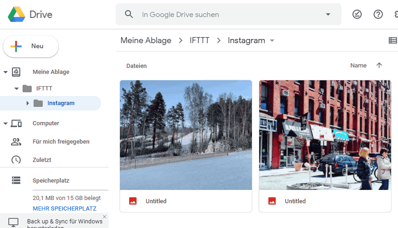 Instagram auf Google Drive speichern