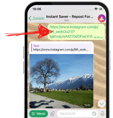 Instagram Bilder herunterladen in Telegram
