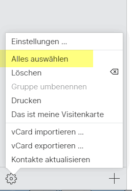 alle Kontakte auswählen