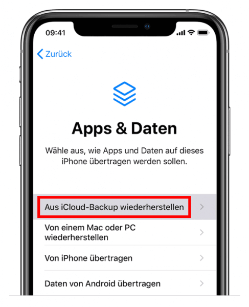 iPhone mit iCloud Backup wiederherstellen