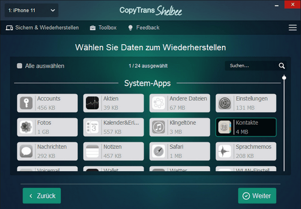 iPhone Backup aufspielen