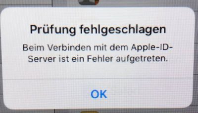 Beim Verbinden mit dem Apple-ID-Server ist ein Fehler aufgetreten