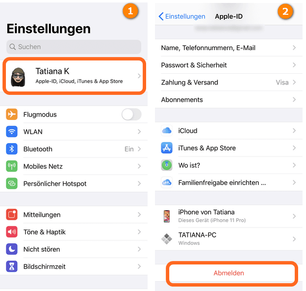 Apple ID abmelden