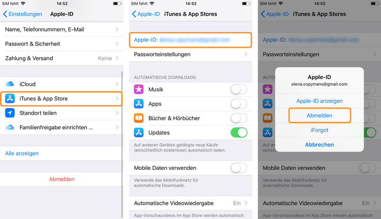 Apple-ID Login iCloud: von Apple ID abmelden 