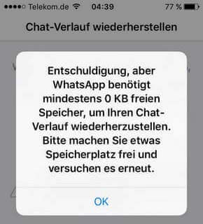 WhatsApp Backup lädt nicht iPhone