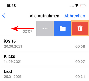 iCloud Speicher leeren iPhone: Sprachmemo einzeln löschen