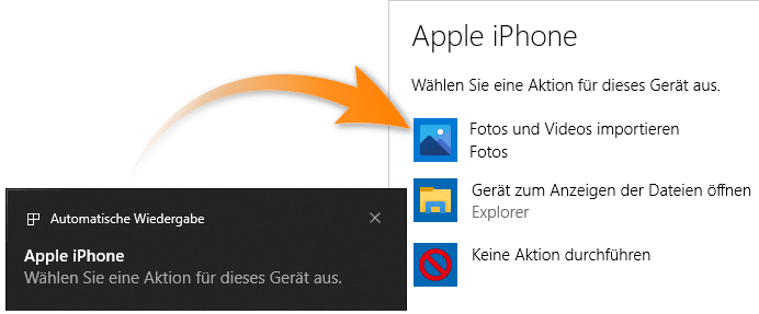 Fotos vom iPhone auf PC Windows 10