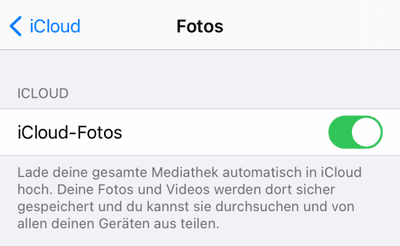 iPhone Speicher optimieren: iCloud Fotos aktivieren