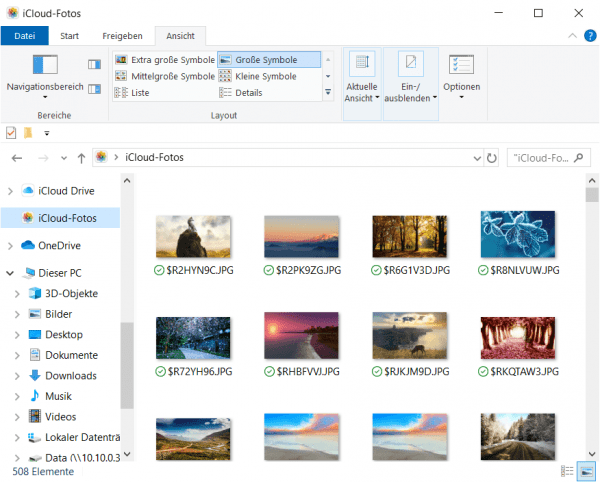 iCloud Fotos auf Windows PC gespeichert